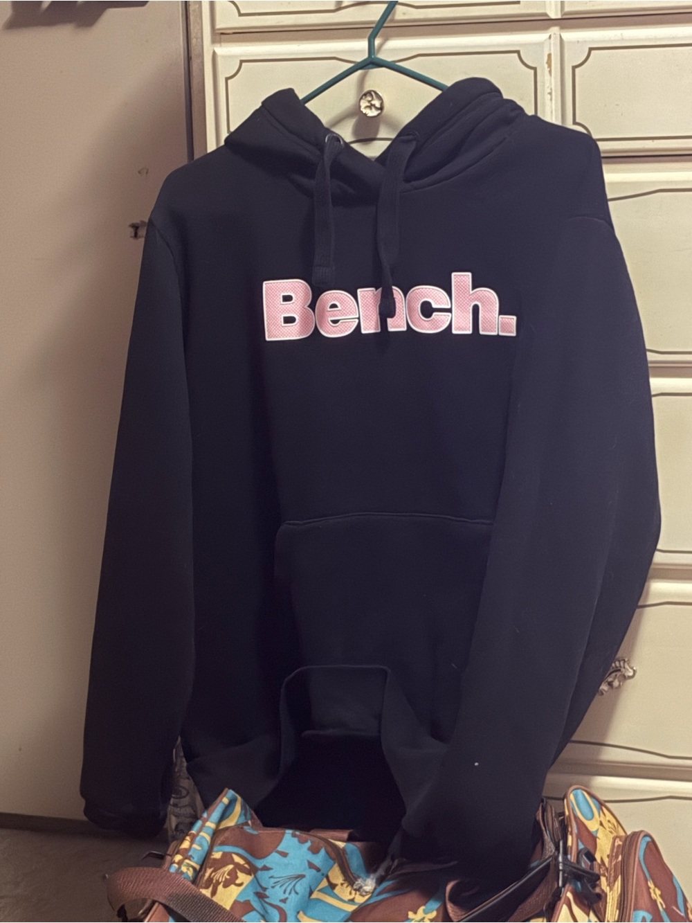 Bench Black Hoodie with Pink Logo Detail